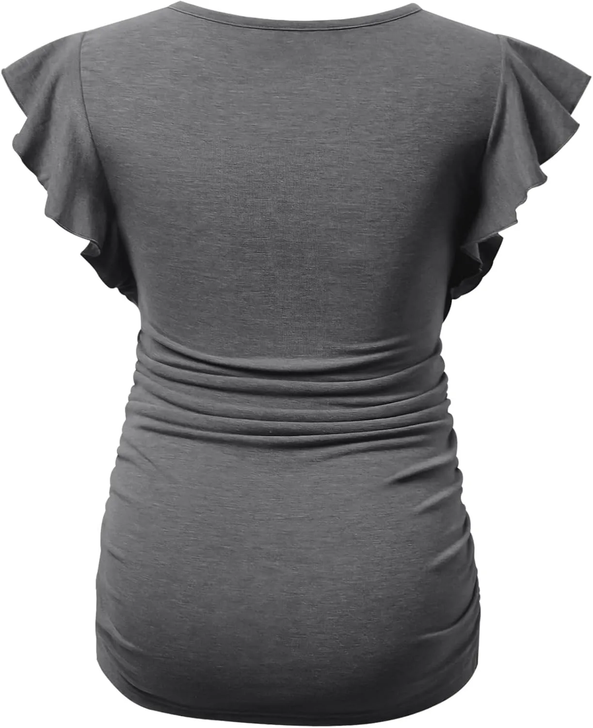 Bhome Maternity Tops Flying Shorts Sleeve Tshirt Side Ruched Pregnant Blouse Casual Pregnancy Tunic