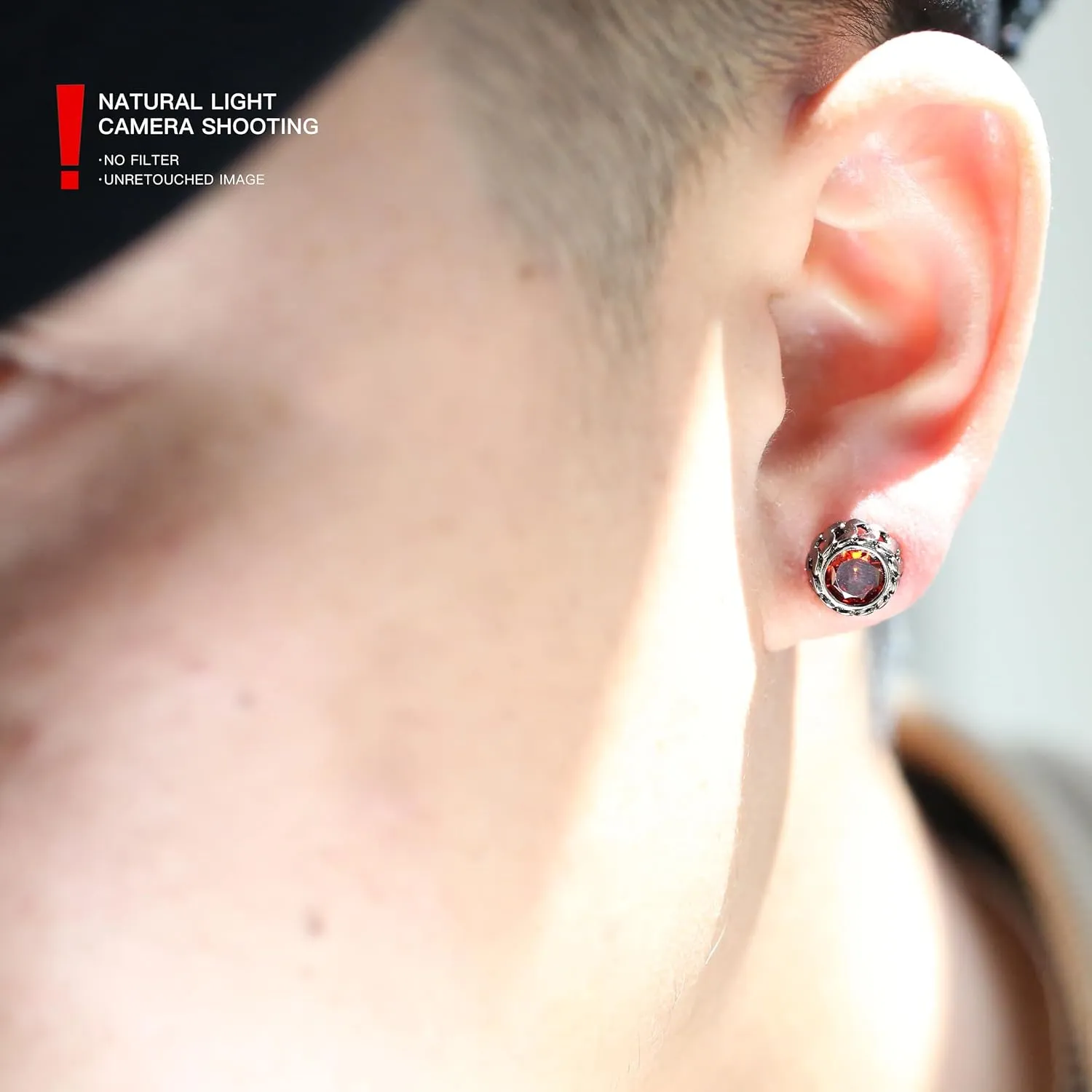 Black Studs Earrings for Men Cubic Zirconia Emerald Garnet Earrings for Women Unique Cuban Link Styled Hypoallergenic Jewelry