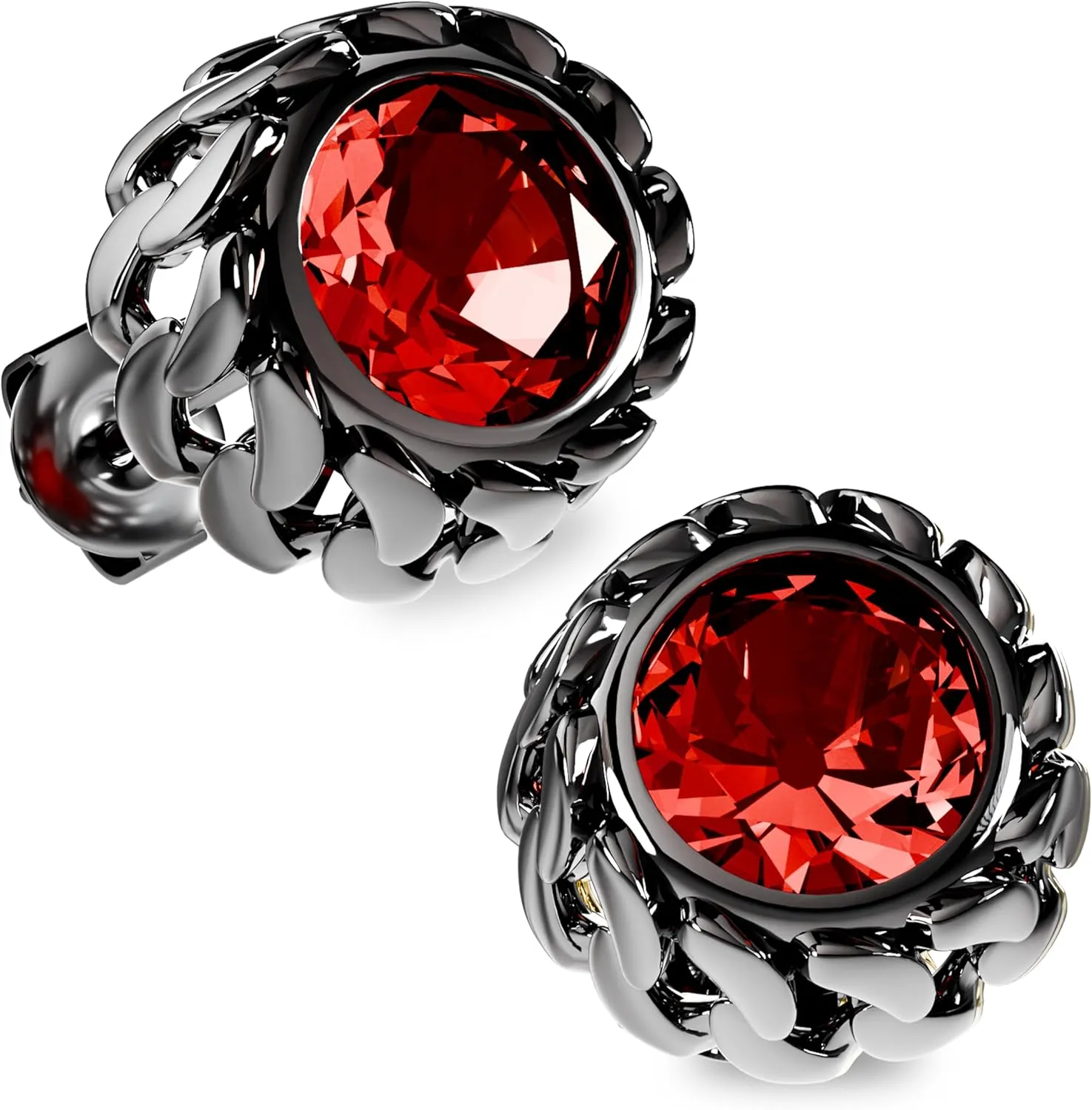 Black Studs Earrings for Men Cubic Zirconia Emerald Garnet Earrings for Women Unique Cuban Link Styled Hypoallergenic Jewelry