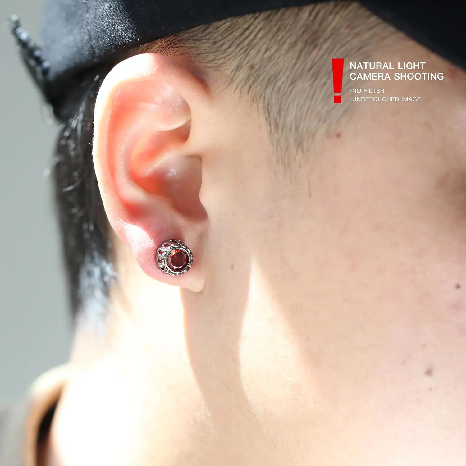 Black Studs Earrings for Men Cubic Zirconia Emerald Garnet Earrings for Women Unique Cuban Link Styled Hypoallergenic Jewelry