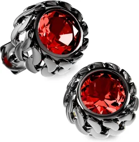 Black Studs Earrings for Men Cubic Zirconia Emerald Garnet Earrings for Women Unique Cuban Link Styled Hypoallergenic Jewelry