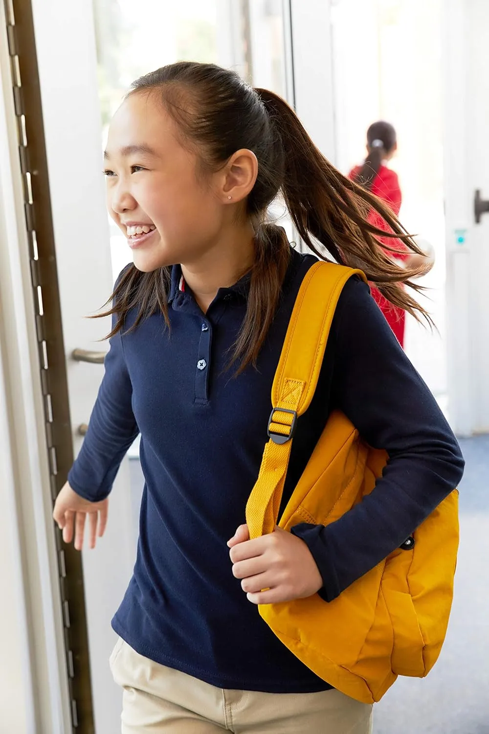 French Toast Girls' Uniform Long Sleeve Polo with Picot Collar (Standard & Plus)