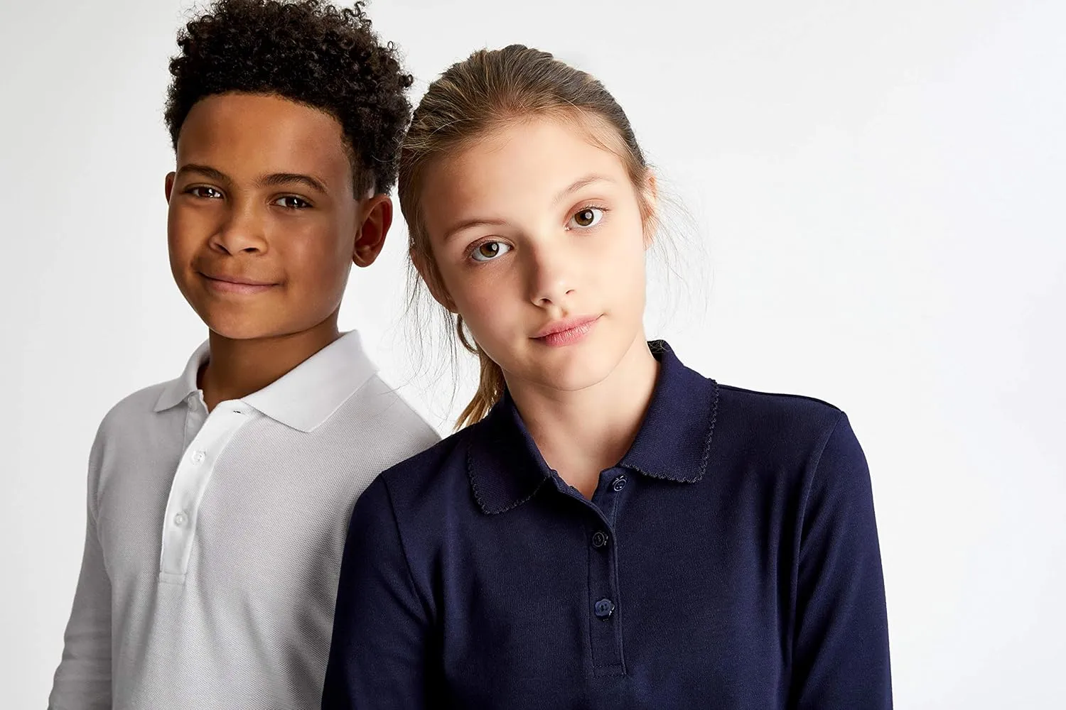 French Toast Girls' Uniform Long Sleeve Polo with Picot Collar (Standard & Plus)
