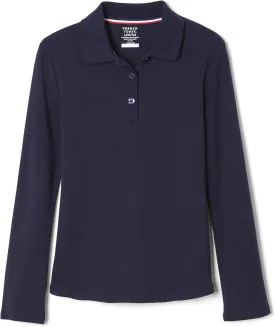 French Toast Girls' Uniform Long Sleeve Polo with Picot Collar (Standard & Plus)