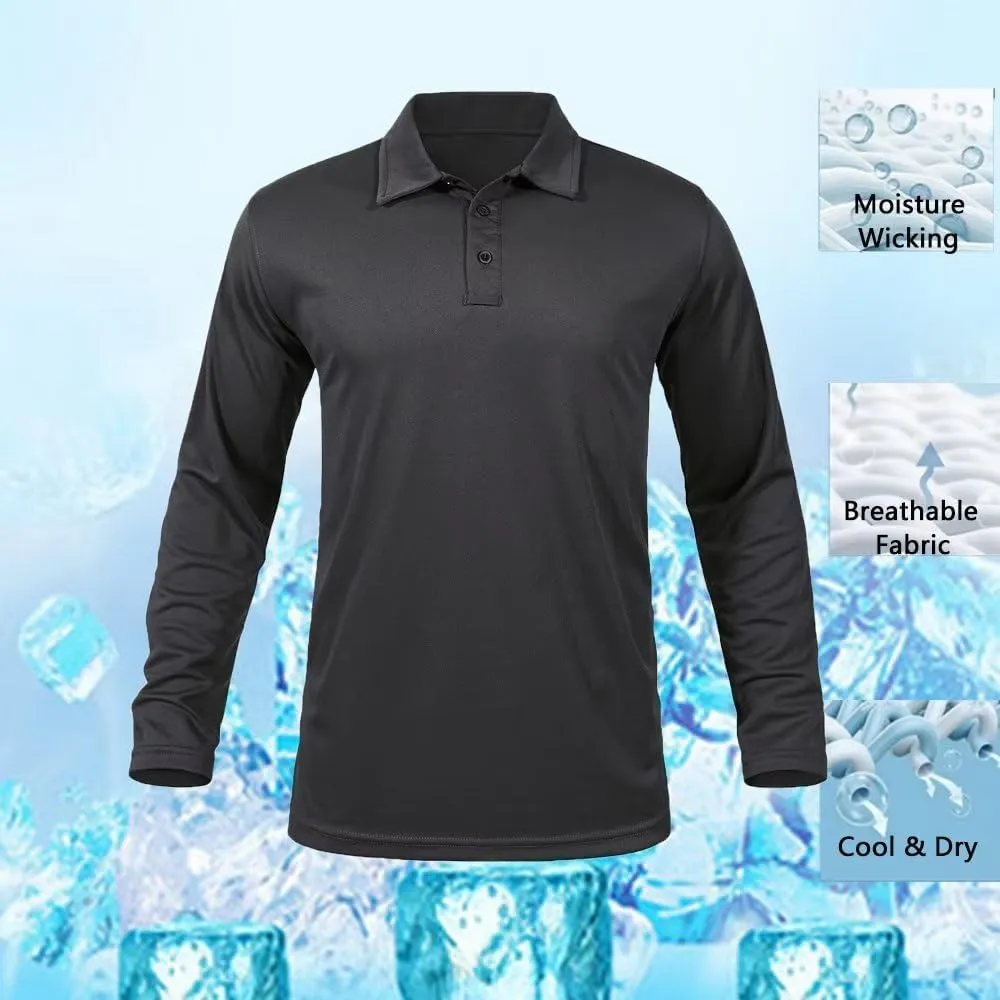 GYMELITE Men's Golf Polo Shirt Short & Long Sleeve Polo Shirts Dry Moisture Wicking Performance Outdoor Casual Collar Shirt