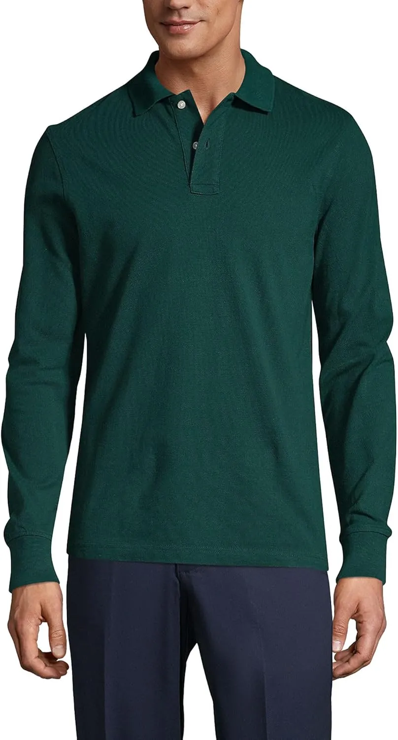 Lands' End School Uniform Young Men's Long Sleeve Mesh Polo Shirt