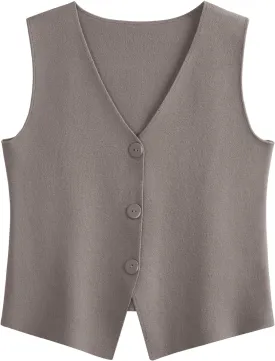 LILLUSORY Sweater Vest Women Sleeveless V Neck Trendy Spring Tops Dressy Button Up 2025 Knit Work Business Casual Outfits
