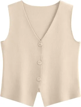 LILLUSORY Sweater Vest Women Sleeveless V Neck Trendy Spring Tops Dressy Button Up 2025 Knit Work Business Casual Outfits