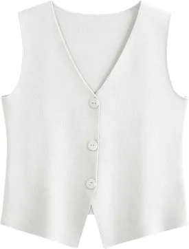 LILLUSORY Sweater Vest Women Sleeveless V Neck Trendy Spring Tops Dressy Button Up 2025 Knit Work Business Casual Outfits