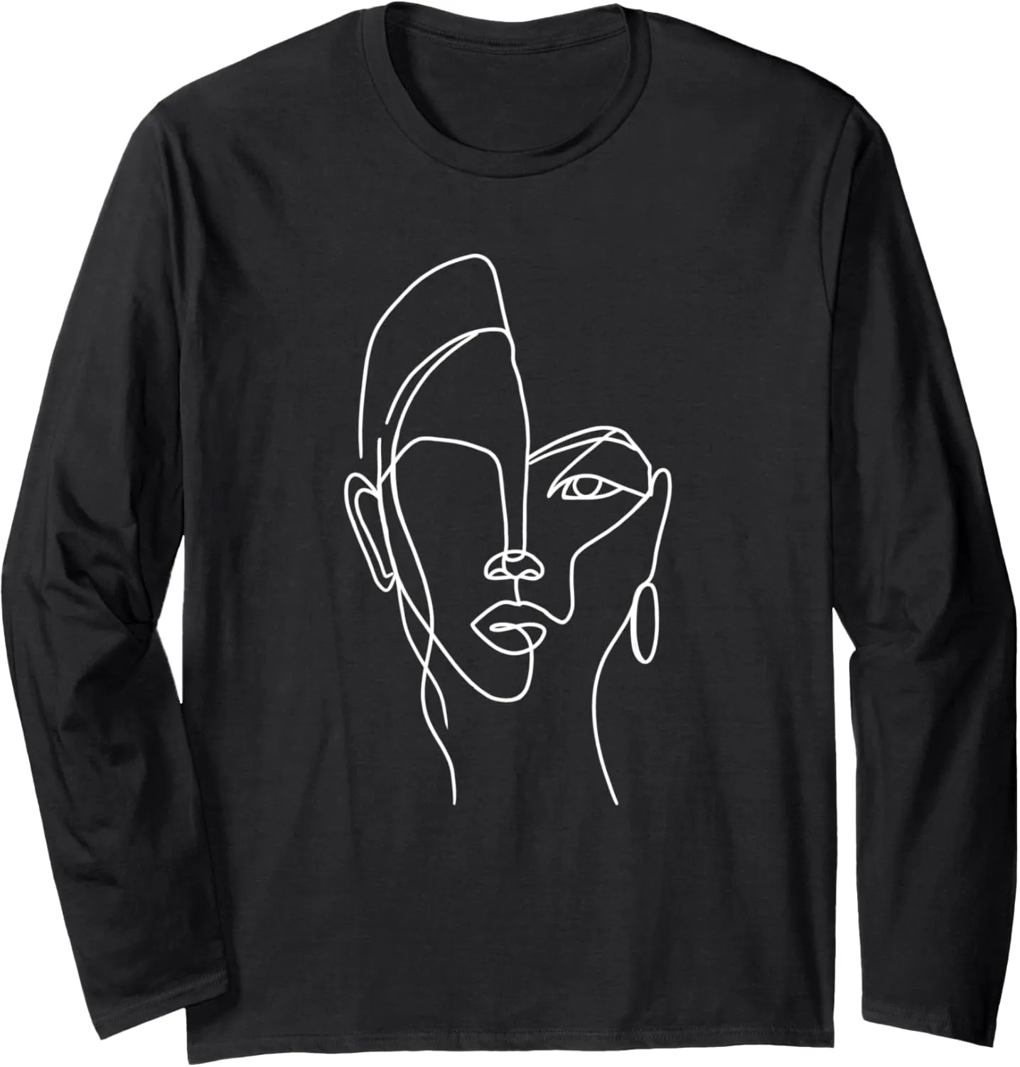 Minimalist Aesthetic Line Art Woman Artsy Abstract Fashion Long Sleeve T-Shirt