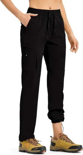 Rdruko Women's Hiking Pants Lightweight Quick Dry Water Resistant Cargo Outdoor Travel Pants Elastic Waist