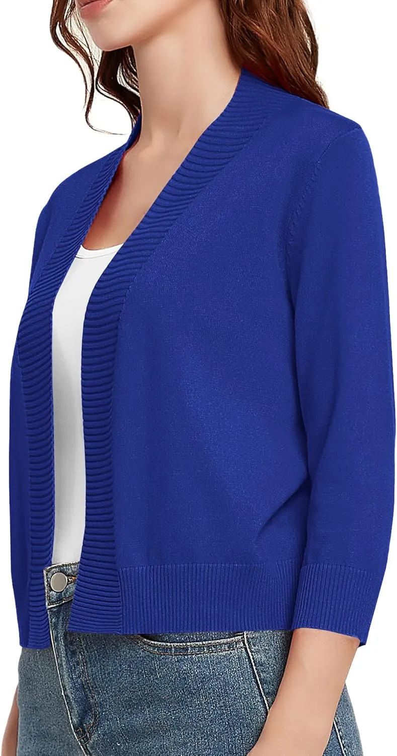 Urban CoCo Women's 3/4 Sleeve Short Cropped Cardigan Sweaters Lightweight Shrug Sweater Jacket for Dresses