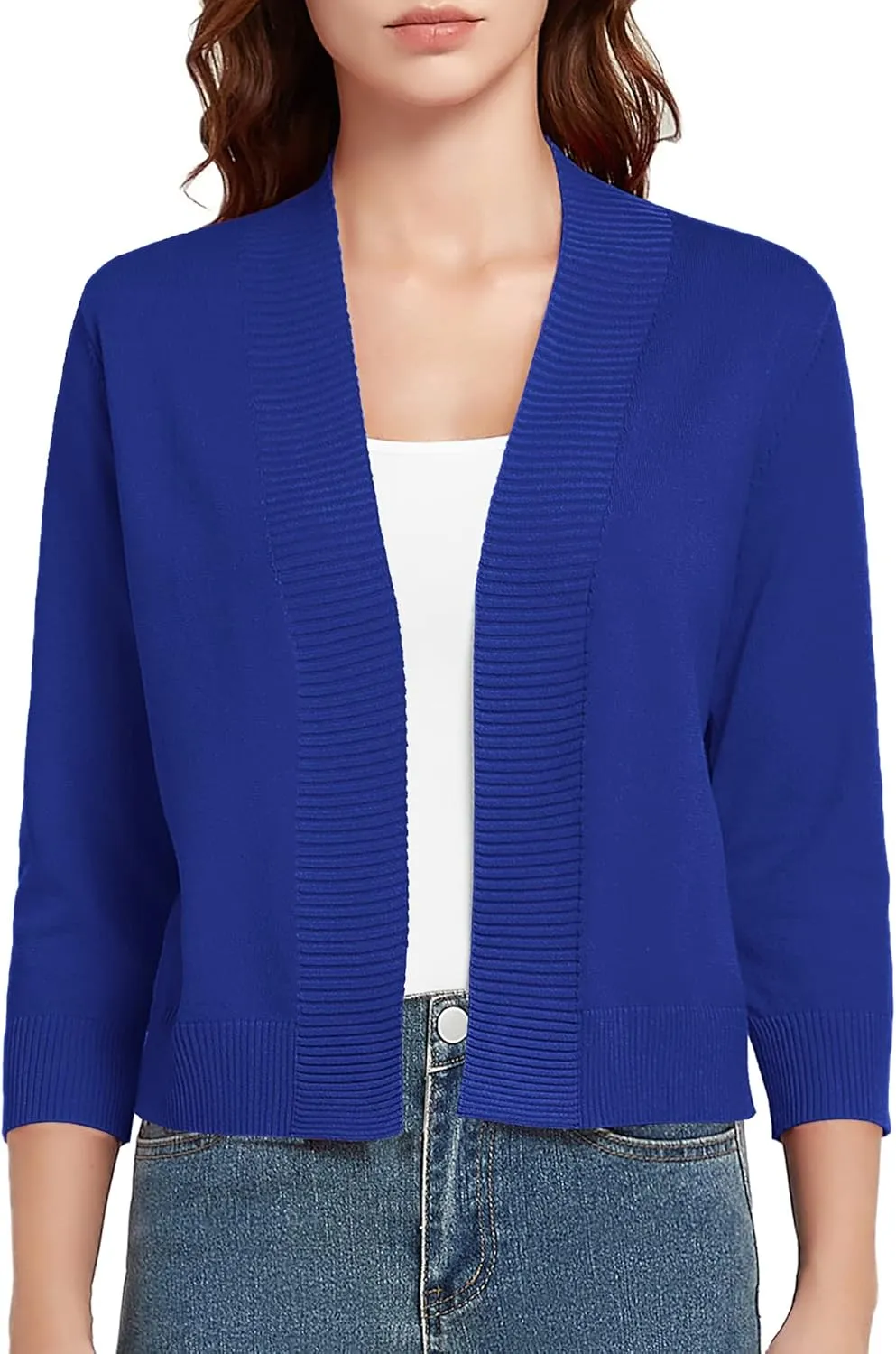 Urban CoCo Women's 3/4 Sleeve Short Cropped Cardigan Sweaters Lightweight Shrug Sweater Jacket for Dresses