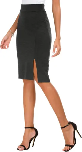 Urban CoCo Women's Knee Length Stretch Pencil Skirt High Waisted Bodycon Midi Straight Skirt