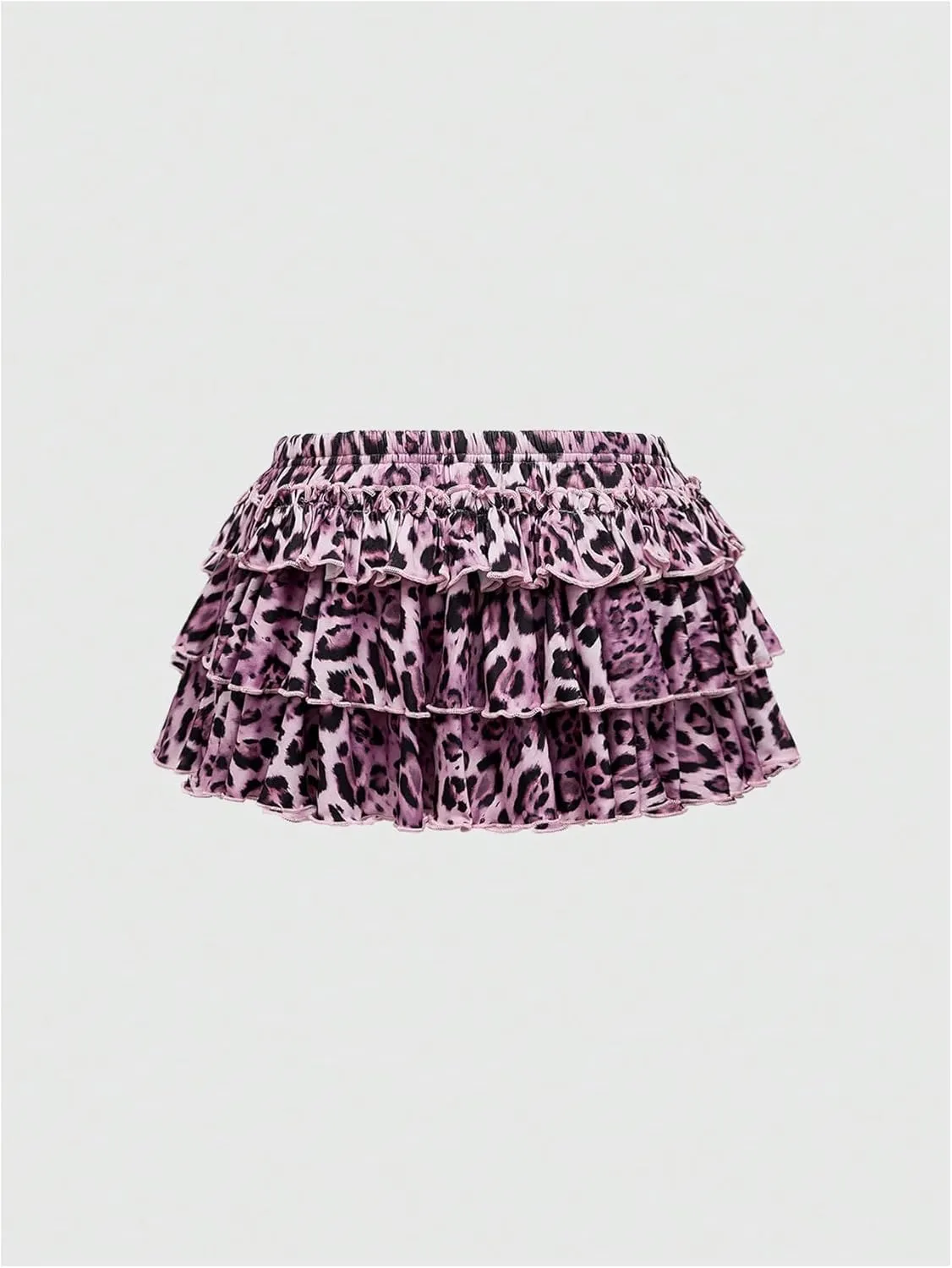 Women's Leopard Print Ruffle Mini Skirt Tiered Layered A Line Y2K Short Cake Skirts