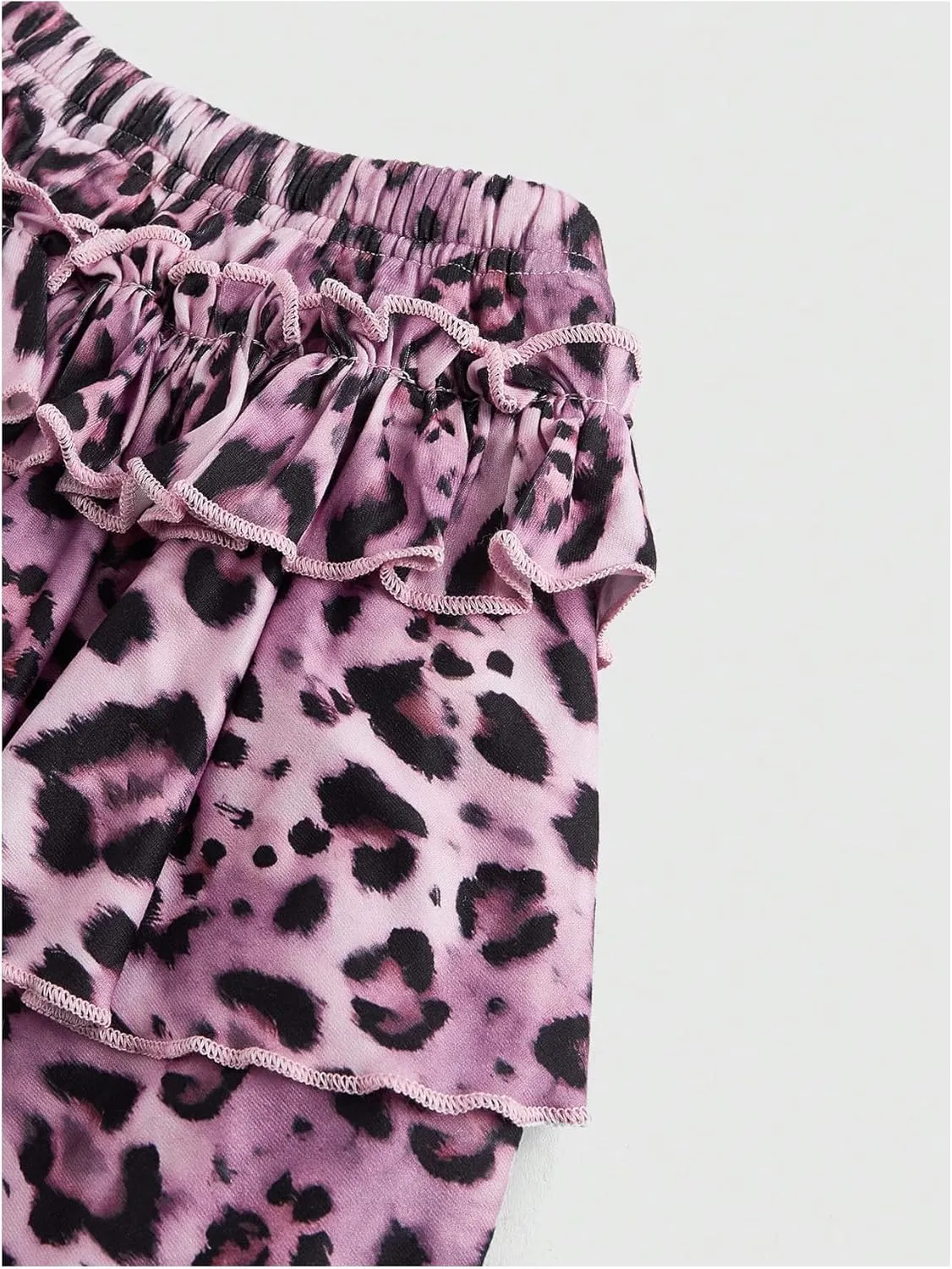 Women's Leopard Print Ruffle Mini Skirt Tiered Layered A Line Y2K Short Cake Skirts