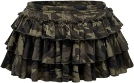 Women's Leopard Print Ruffle Mini Skirt Tiered Layered A Line Y2K Short Cake Skirts