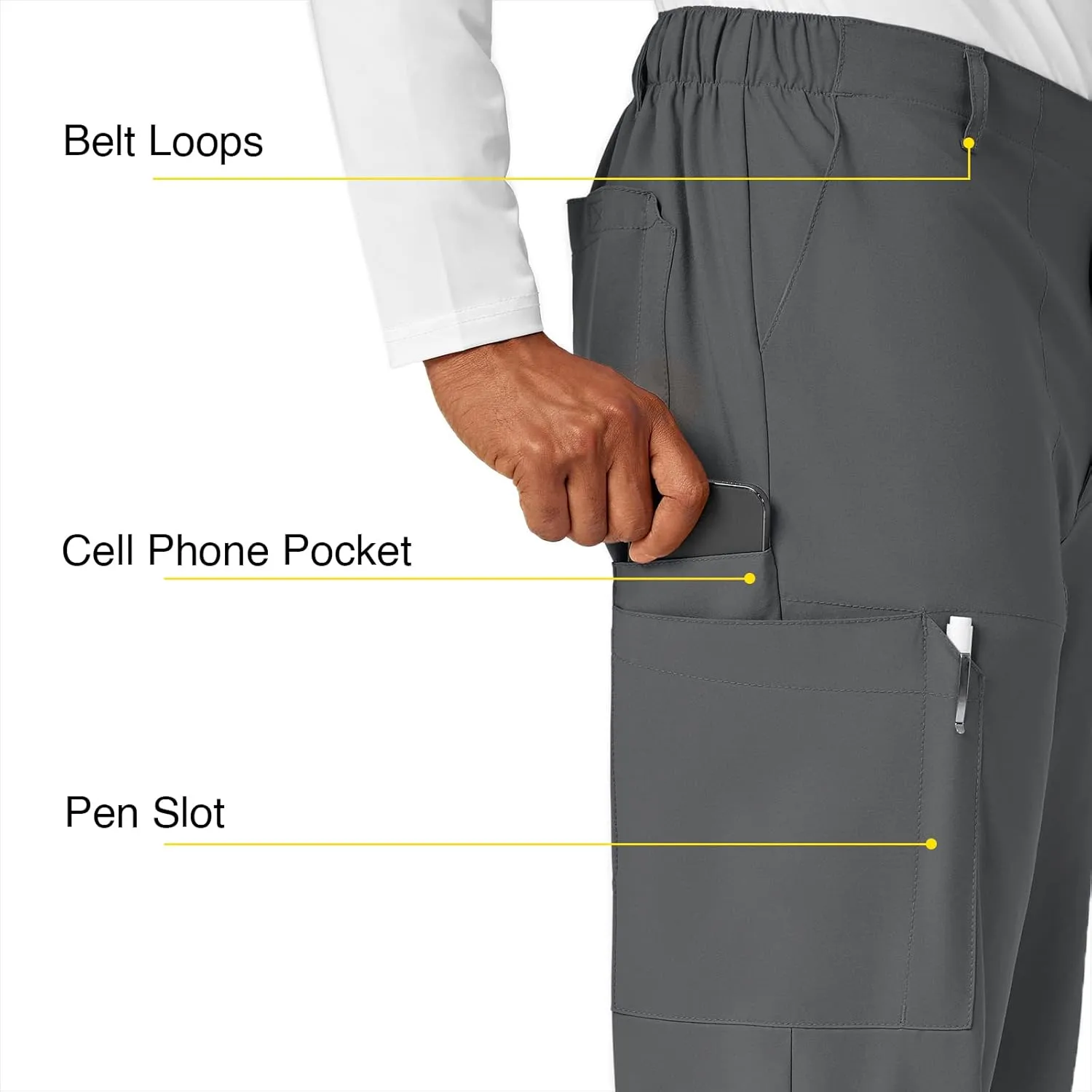 WonderWink Men's Flat Front Cargo Pant
